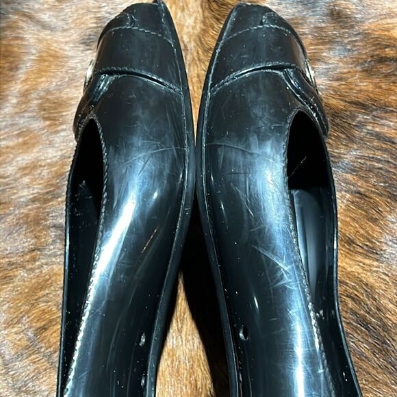 Fendi Black Jelly/Black Embellished PeepToe Ballet Flats Size 38/7-7.5.  B73 - Picture 10 of 11